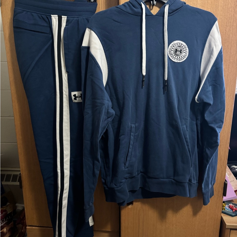 Under Armour Navy Hoodie and Joggers Set with White Accents